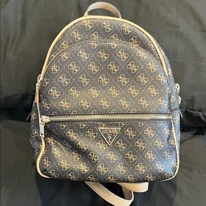 GUESS Black and Tan Logo Backpack